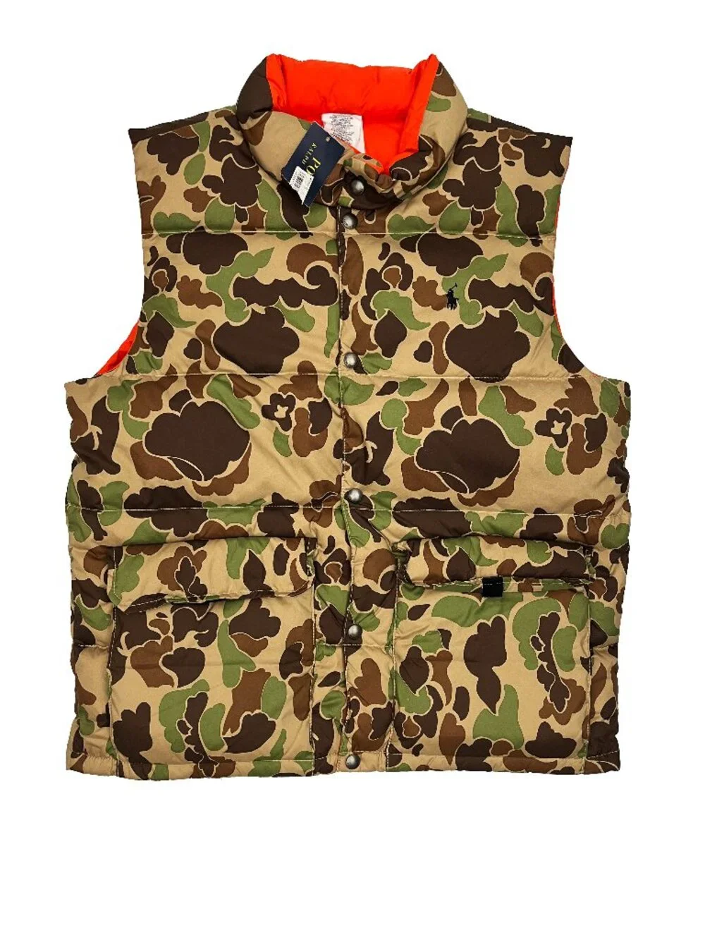 Polo Ralph Lauren New NWT Camo Down Reversible Orange Vest Boys XL X-Large 18/20